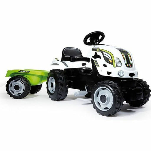 Traktor Smoby Pedal Tractor Farmer XL Cow + Trailer Weiß