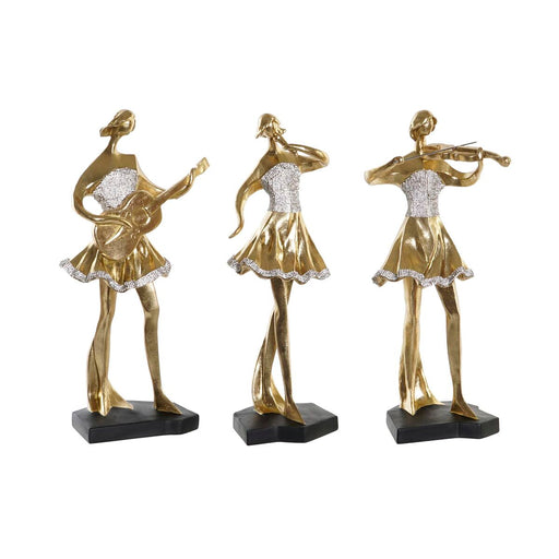 Deko-Figur DKD Home Decor Musik 20 x 12 x 41,5 cm Ballerina Gold Romantisch (3 Stück)