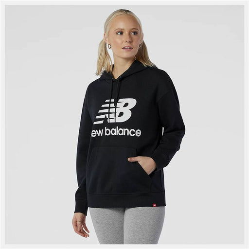 Damen Sweater mit Kapuze New Balance Essentials Stacked Logo Schwarz