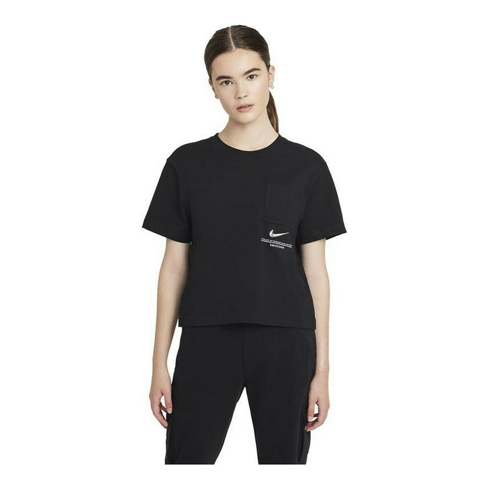 Damen Kurzarm-T-Shirt Nike Sportswear Swoosh Schwarz