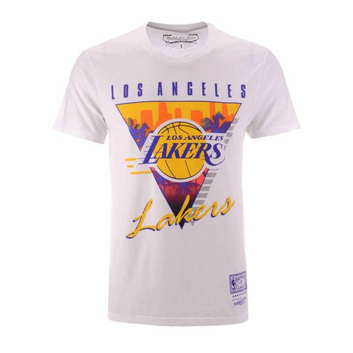 Herren Kurzarm-T-Shirt Mitchell & Ness Los Angeles Lakers Weiß