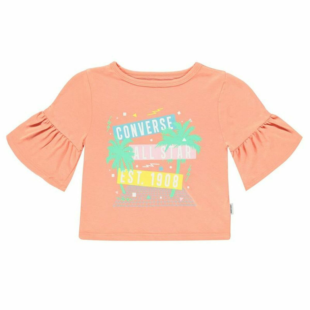 Kurzarm-T-Shirt für Kinder Converse  Ruffle  Lachsfarben