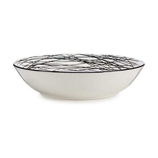 Suppenteller Streifen Schwarz Weiß Ø 20 cm Porzellan (6 Stück)