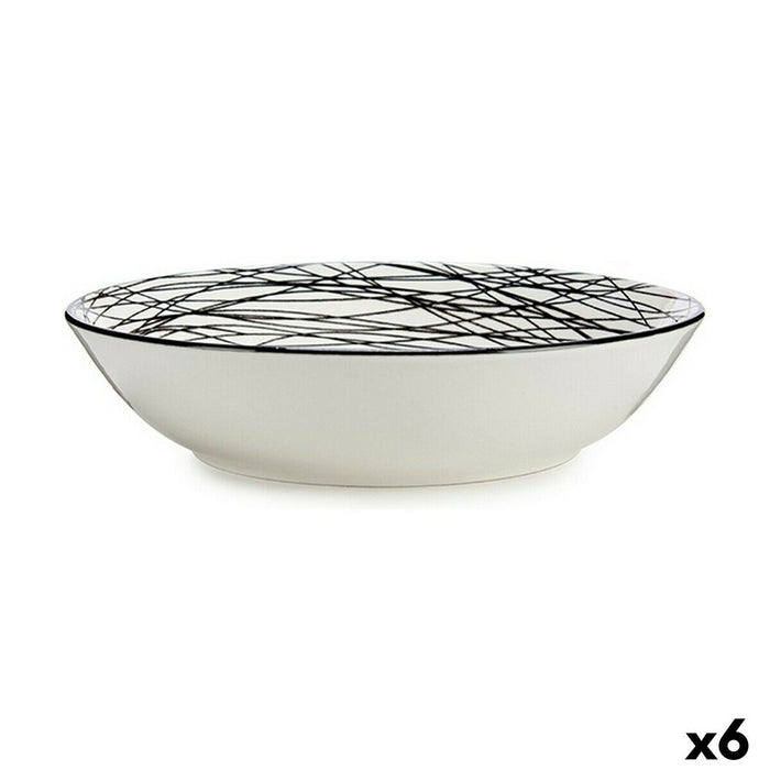 Suppenteller Streifen Schwarz Weiß Ø 20 cm Porzellan (6 Stück)