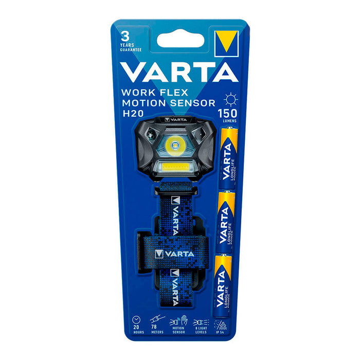 LED-Kopf-Taschenlampe Varta Work Flex H20 Bewegungsmelder 3 W 150 Lm (3 Stück)