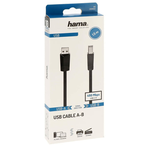 USB 2.0 A zu USB-B-Kabel Hama 00200602 1,5 m Schwarz