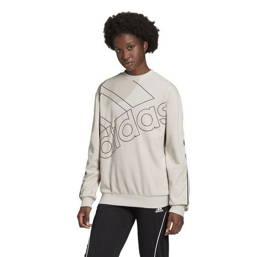 Damen Sweater ohne Kapuze Adidas Giant Logo Beige