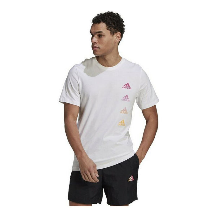 Herren Kurzarm-T-Shirt Adidas Essentials Gradient Weiß