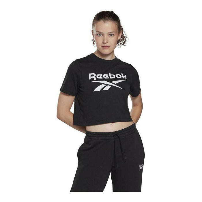 Damen Kurzarm-T-Shirt Reebok Cropped Identity Schwarz