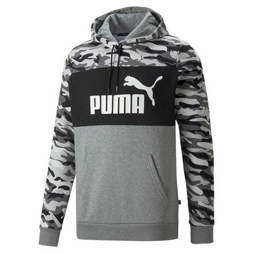 Herren Sweater mit Kapuze Puma ESS Camo Schwarz Grau Weiß Tarnfarbe
