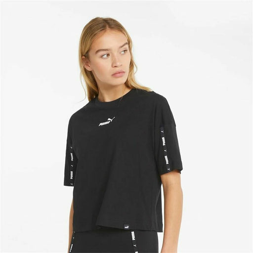 Damen Kurzarm-T-Shirt Puma  Tape Crop  Schwarz