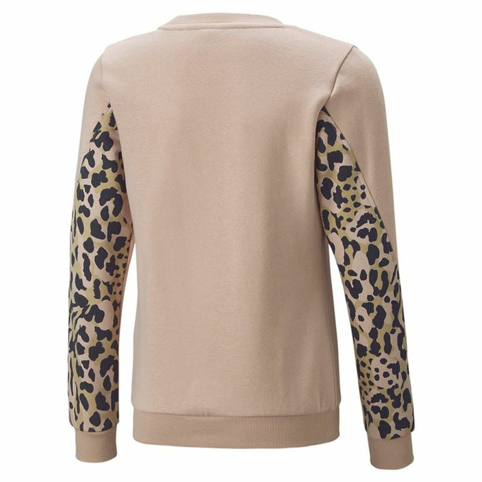 Sweatshirt ohne Kapuze für Mädchen Puma Alpha Crew Neck Beige Leopard Rosa
