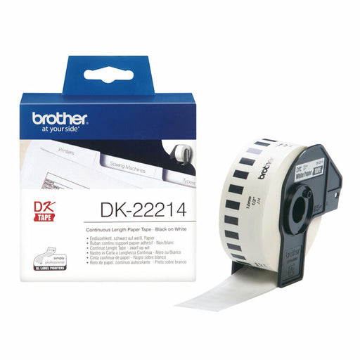 Kontinuierliches Thermopapierband Brother DK-22214 12 x 30,48 mm Schwarz Schwarz/Weiß Weiß
