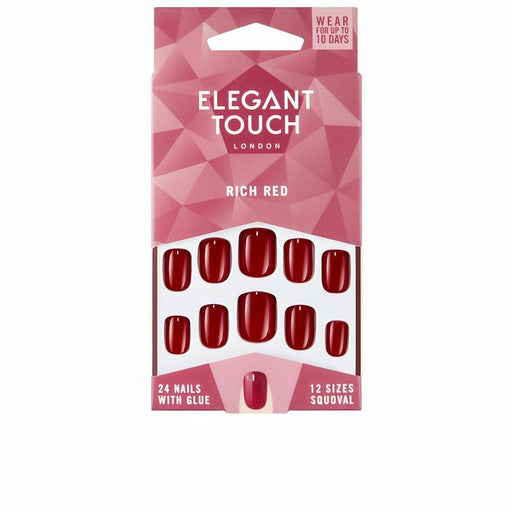 Falsche Nägel Elegant Touch Polished Colour Abgerundet Rich Red (24 uds)