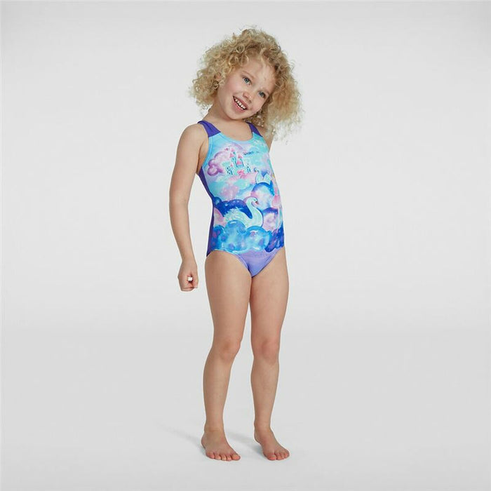 Badeanzug für Mädchen Speedo Digital Placement Blau