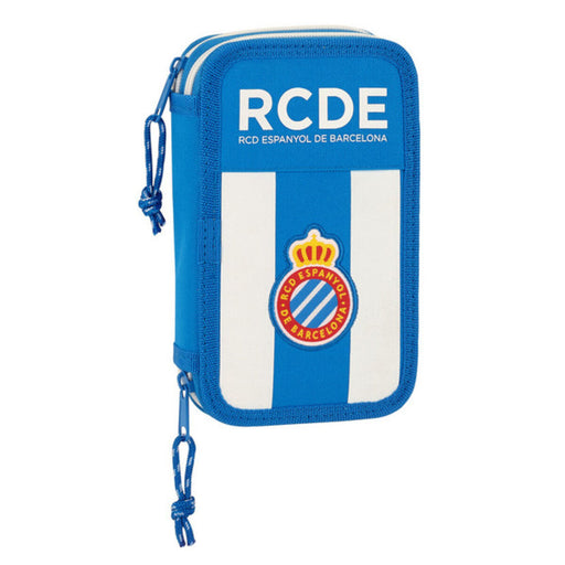 Doppel-Federtasche RCD Espanyol Blau Weiß 12.5 x 19.5 x 4 cm (28 Stücke)