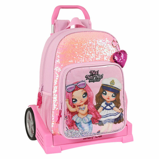 Schulrucksack mit Rädern Na!Na!Na! Surprise Sparkles Rosa (33 x 42 x 14 cm)