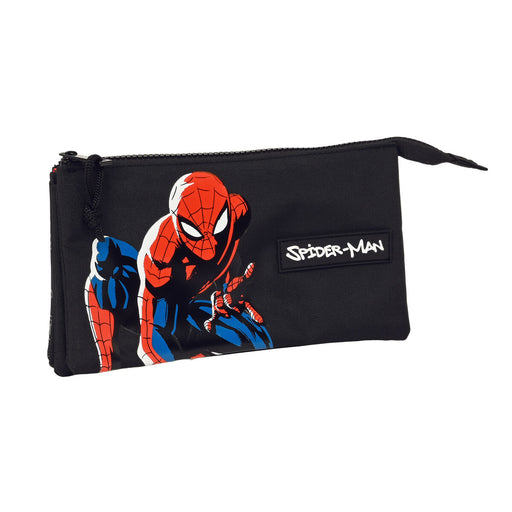 Dreifaches Mehrzweck-Etui Spiderman Hero Schwarz 22 x 12 x 3 cm