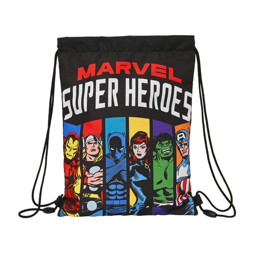 Rucksacktasche mit Bändern The Avengers Super heroes Schwarz (26 x 34 x 1 cm)