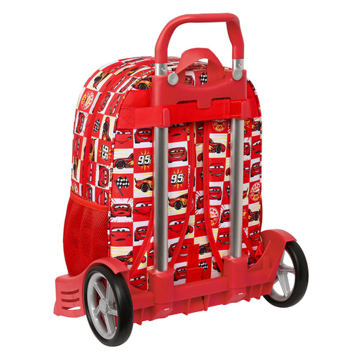 Schulrucksack mit Rädern Cars Let's race Rot Weiß (33 x 42 x 14 cm)