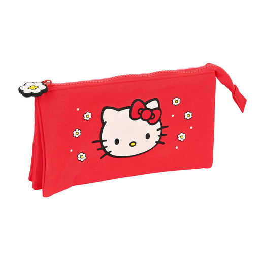 Dreifaches Mehrzweck-Etui Hello Kitty Spring Rot (22 x 12 x 3 cm)