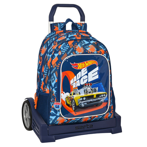 Schulrucksack mit Rädern Hot Wheels Speed club Orange Marineblau 32 x 42 x 14 cm