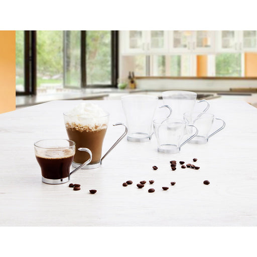 Satz von Kaffeetassen Quid Supreme Durchsichtig Glas Stahl 250 ml 3 Stücke