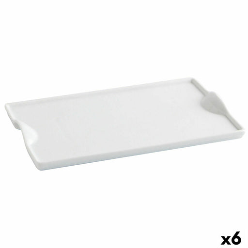 Tablett für Snacks Quid Gastro Fun Weiß aus Keramik 25,5 x 15,5 cm (6 Stück) (Pack 6x)