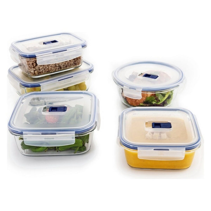Lunchbox-Set Luminarc Pure Box Active (5 pcs) zweifarbig Glas 43 x 32 x 18 cm (5 Stück)