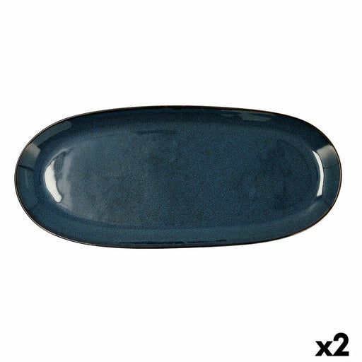 Kochschüssel Bidasoa Ikonic aus Keramik Blau (36 x 16 cm) (Pack 2x)
