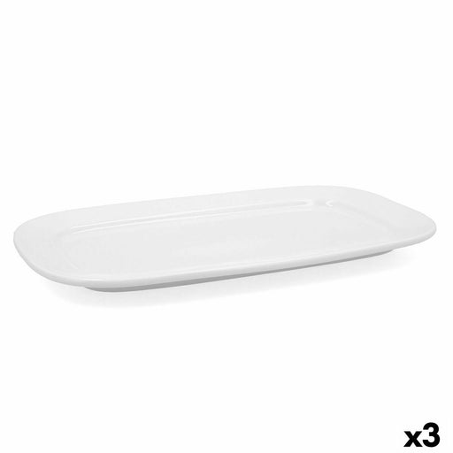 Kochschüssel Bidasoa Glacial Weiß aus Keramik 36 x 21 cm (3 Stück) (Pack 3x)