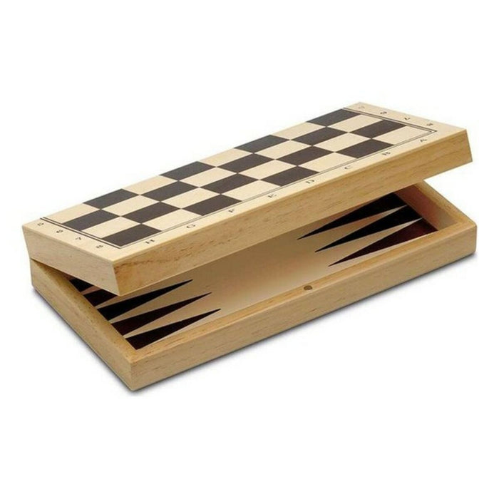 Satz mit 3 Brettspielen Cayro 648 Holz 29 x 29 cm 3 in 1 Schach Backgamon Dame