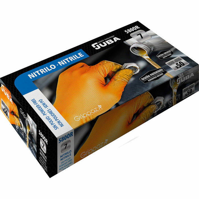 Einweghandschuhe JUBA Grippaz Box Puderfrei Orange Nitril (50 Stück)