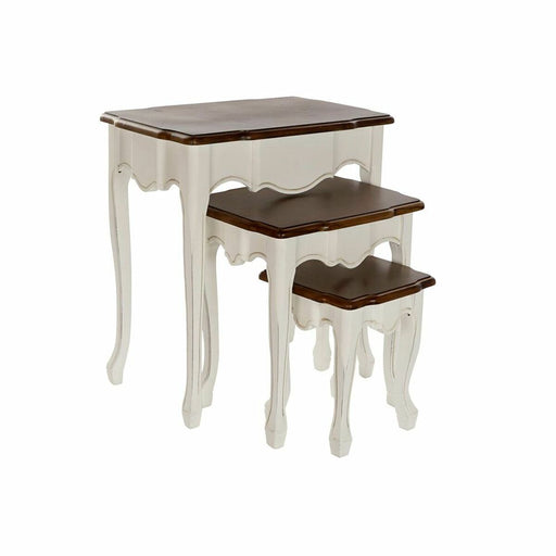 Set mit 3 Tischen DKD Home Decor Weiß Braun 60 x 40 x 66 cm
