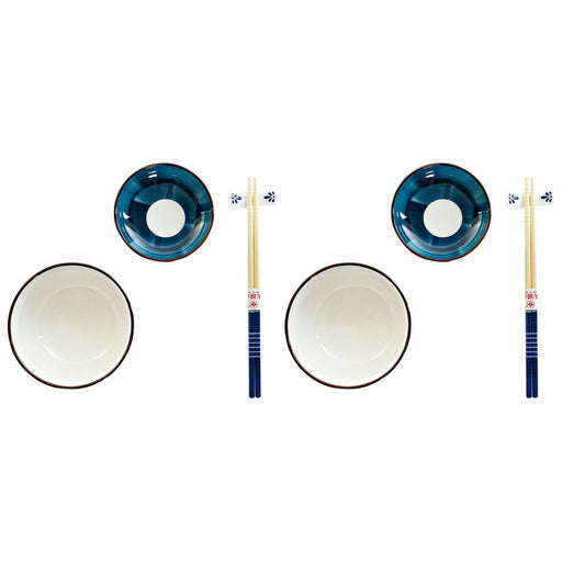 Sushi-Set DKD Home Decor 34 x 29,5 x 7,3 cm Porzellan Blau Weiß Orientalisch (34 x 29,5 x 7,3 cm)