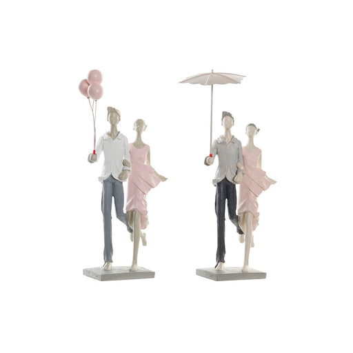 Deko-Figur DKD Home Decor Grau Rosa 18 x 10 x 37 cm Ehepaar (2 Stück)