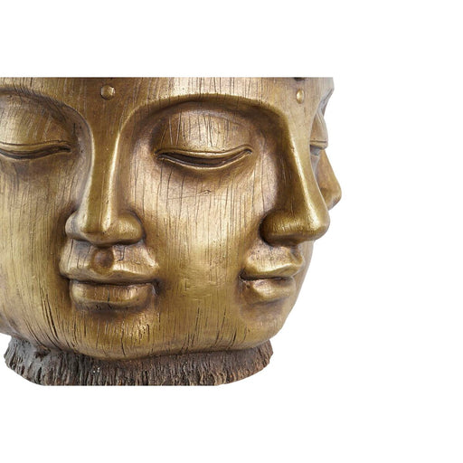 Blumentopf DKD Home Decor Gold Holz Magnesium rund Buddha Orientalisch 34 x 34 x 30 cm 30 x 34 x 30 cm