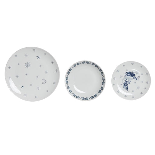 Geschirr-Set DKD Home Decor Blau Weiß Porzellan 18 Stücke 27 x 27 x 3 cm