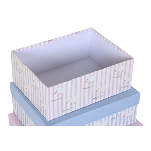 Satz stapelbarer Organizerboxen DKD Home Decor Blau Rosa Pappe (43,5 x 33,5 x 15,5 cm)