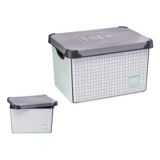 Aufbewahrungsbox mit Deckel Home Grau Kunststoff (29 x 23,5 x 39 cm)