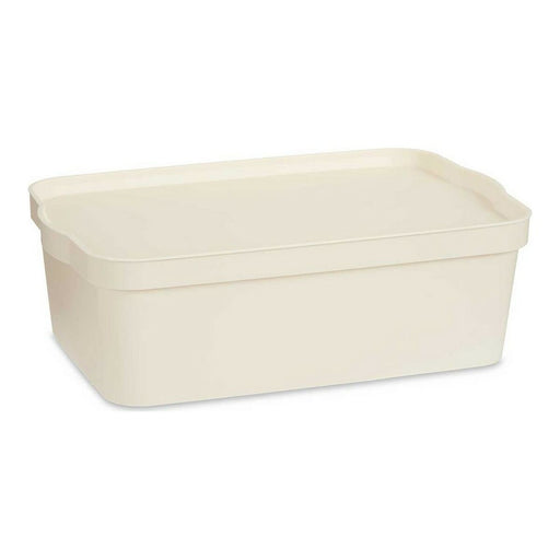 Aufbewahrungsbox mit Deckel Creme Kunststoff 14 L 29,5 x 14,3 x 45 cm