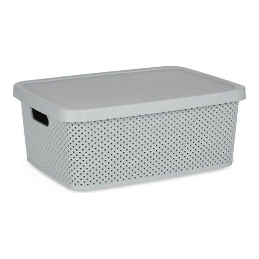 Aufbewahrungsbox mit Deckel Grau Kunststoff (28 x 15 x 39 cm)
