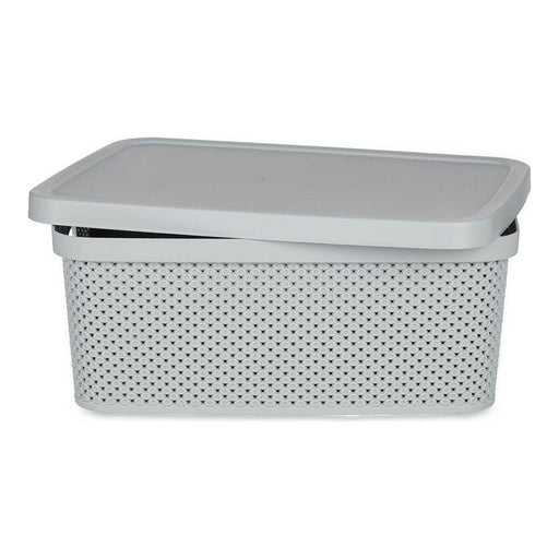 Aufbewahrungsbox mit Deckel Grau Kunststoff (28 x 15 x 39 cm)