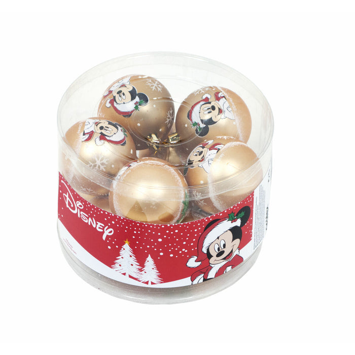 Weihnachtsbaumkugel Mickey Mouse Happy smiles Gold 10 Stück Kunststoff (Ø 6 cm)