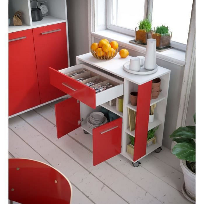 Küchenwagen Rot Weiß ABS (80 x 39 x 87 cm)