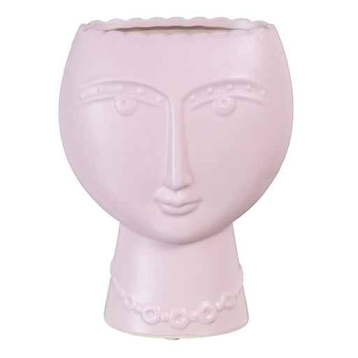 Blumentopf 15 x 8,5 x 19 cm Gesicht aus Keramik Violett