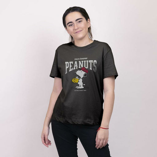 Damen Kurzarm-T-Shirt Snoopy Schwarz