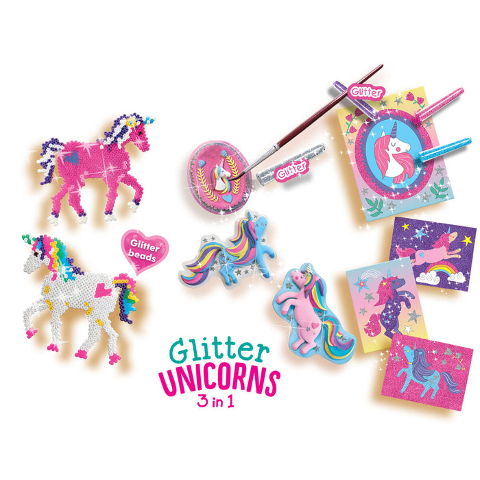 Lernspiel SES Creative Glitter unicorns 3 in 1