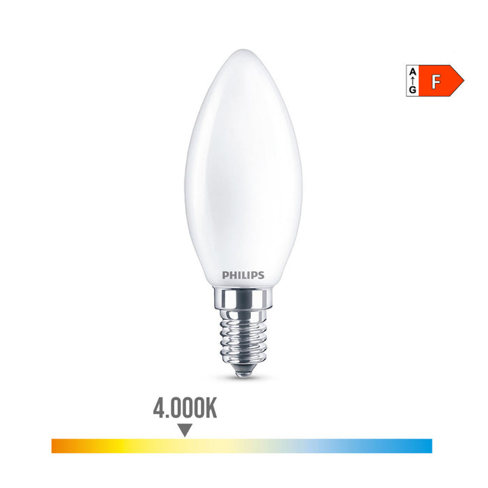 LED-Lampe Philips Kerze Weiß F 40 W 4,3 W E14 470 lm 3,5 x 9,7 cm (4000 K)