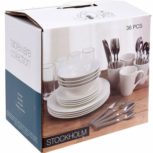 Geschirr-Set Excellent Houseware Stockholm Porzellan Weiß 36 Stücke